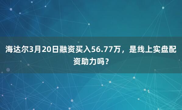 海达尔3月20日融资买入56.77万，是线上实盘配资助力吗？