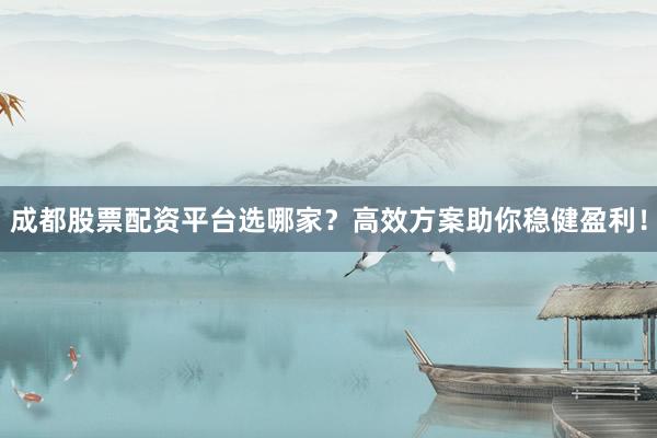 成都股票配资平台选哪家？高效方案助你稳健盈利！