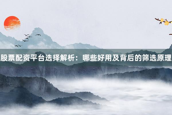 股票配资平台选择解析：哪些好用及背后的筛选原理