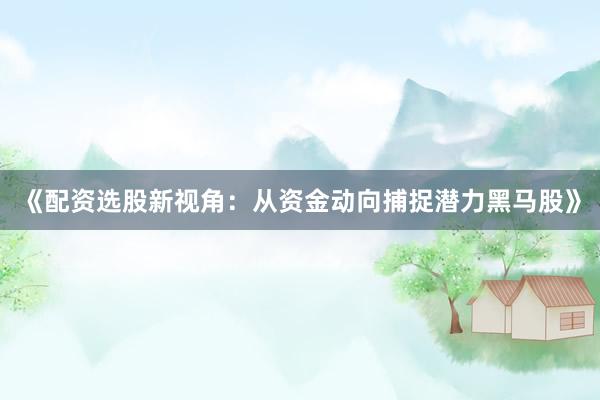 《配资选股新视角：从资金动向捕捉潜力黑马股》