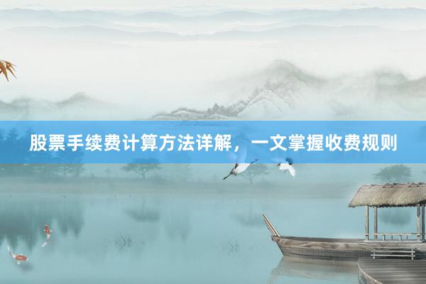 股票手续费计算方法详解，一文掌握收费规则
