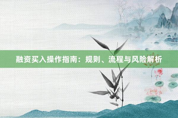 融资买入操作指南：规则、流程与风险解析