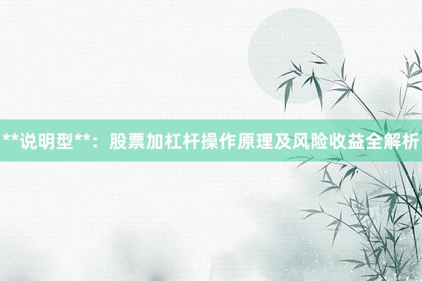 **说明型**：股票加杠杆操作原理及风险收益全解析