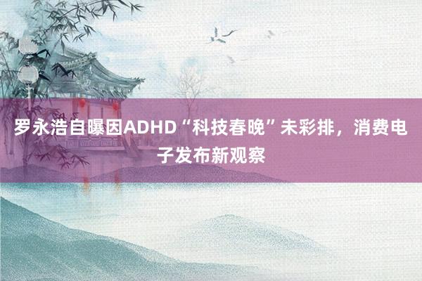 罗永浩自曝因ADHD“科技春晚”未彩排，消费电子发布新观察
