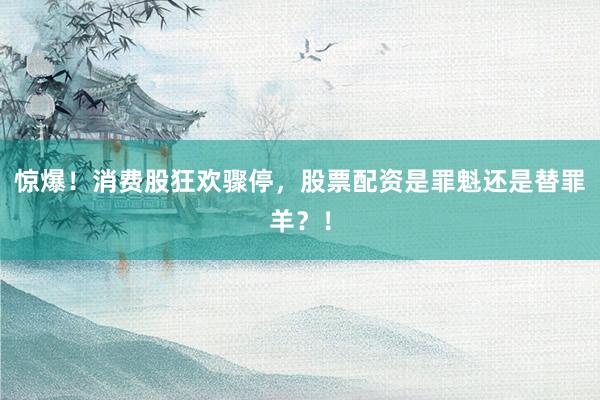 惊爆！消费股狂欢骤停，股票配资是罪魁还是替罪羊？！