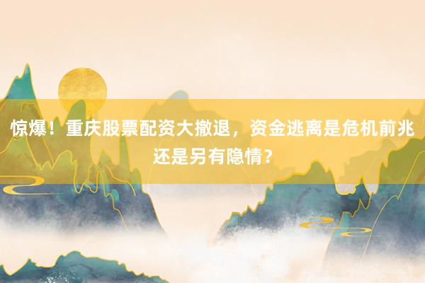 惊爆！重庆股票配资大撤退，资金逃离是危机前兆还是另有隐情？