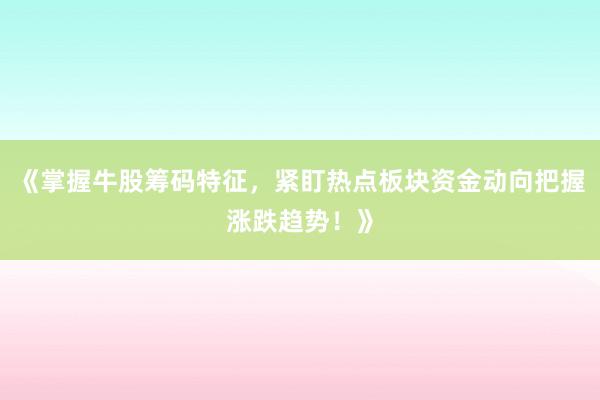 《掌握牛股筹码特征，紧盯热点板块资金动向把握涨跌趋势！》